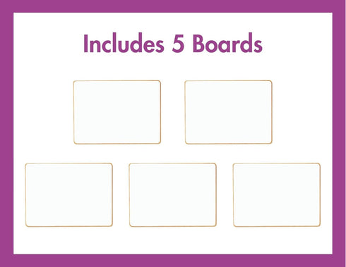 Double-Sided Magnetic Dry-Erase Board, 12"L x 8.75"W Each, Set of 5, Mini Whiteboard