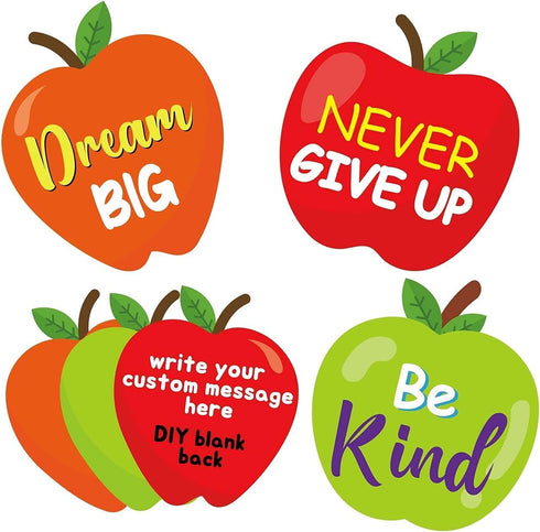 BeYumi 45 Pcs Apples Positive Sayings Accents Cutouts for Classroom Bulletin Board Decoration, Motivational Quotes