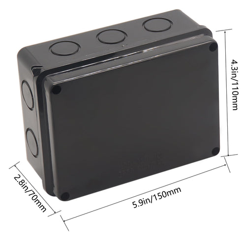 Electrical Box, Outdoor Waterproof IP65 Junction Box, ABS Plastic Project Box Power Cord Enclosure, Black