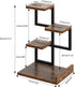 YMYNY Desktop Shelf Organizer, 4 Tier Storage Display Rack, Small Bookshelf with Metal Frame for Office, Rustic Brown