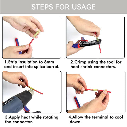 HKS 700 PCS Heat Shrink Butt Connector Kit - Electrical Wire Connectors 26-10 AWG - Tinned Red Copper for Automotive
