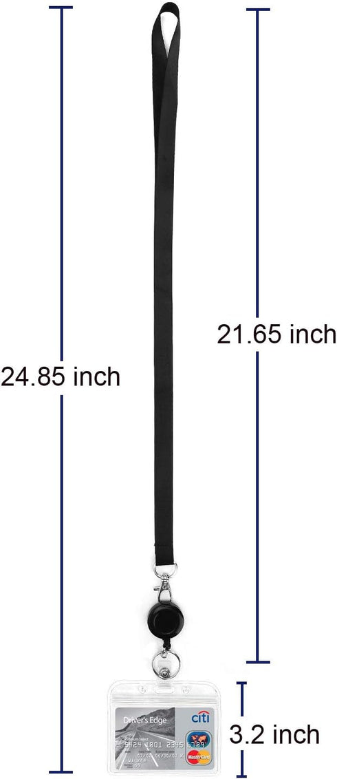 YOUOWO 2 Pack Lanyard with ID Badge Holder, Retractable Lanyard Black with Card Holders, Waterproof