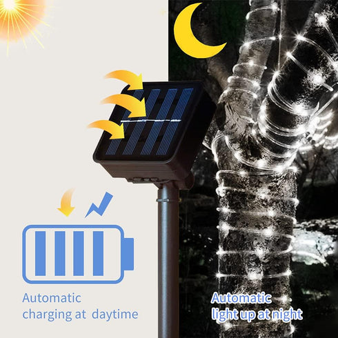 33FT 100LED IP65 Honche Solar Rope Light Waterproof Outdoor LED Copper Fairy String Tube Lights for Party Gazebo Garden