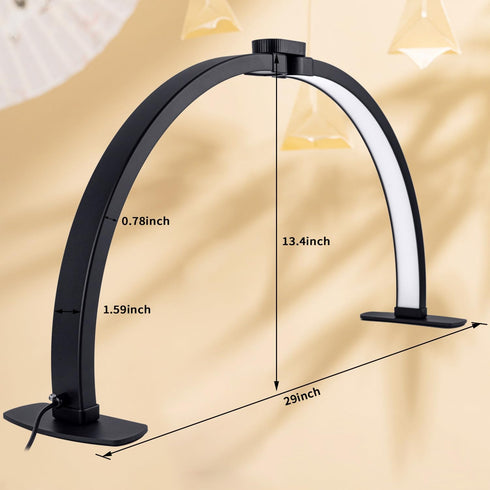 Ayshone Desk,29In Holder,3000-6000K Half Moon Light for Nail Half Moon Lamp with Phone Nail Lamp Perfect LED Machine