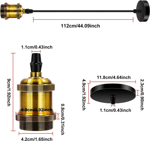 jose2015 3Pcs E26 Pendant Lighting Ceiling Pendant Light Fitting Kits Cord Socket Black Pendant Light Fixtures