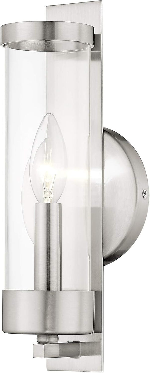 10141-91 Livex Lighting Brushed Nickel Wall Sconce with Clear Glass