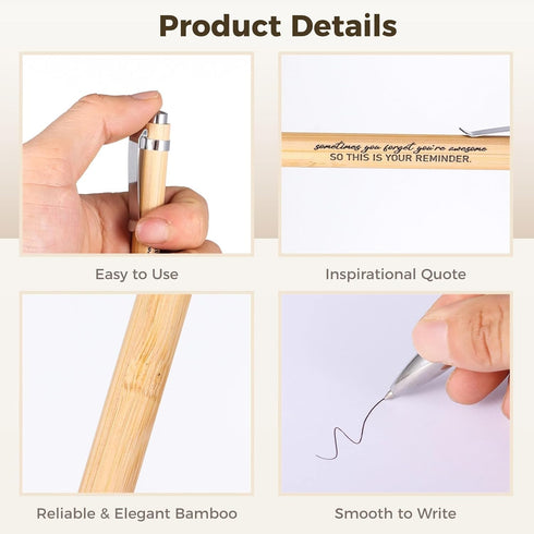 Chewtoyo Set, Set 50 Employee Appreciation Bamboo Ballpoint with Thank You Card Pcs Motivational & Plant-Themed Green