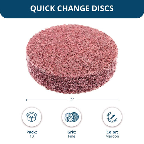 Benchmark Abrasives 2" Quick Change A/O Non-Woven Surface Preparation Wheels, 10 Pack (Maroon - Fine)