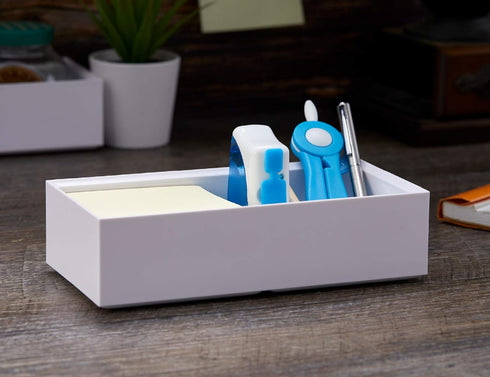 Bostitch Office Konnect Wide Desk Organizer Accessory Tray, White, Stacks for Desktop Storage