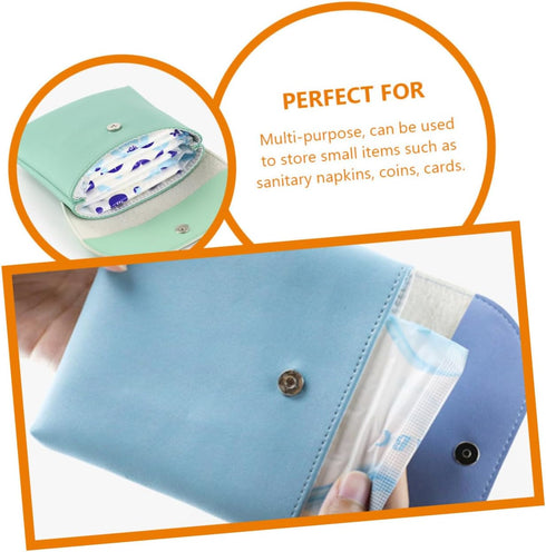 6pcs Menstrual Pad Pouch Portable Napkin Bags Zipper Multi-Function and Period Storage Pouch Stylish Pu Bags for Women