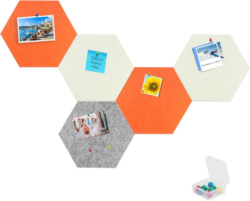 SEG Direct Hexagon Felt Cork Board Tiles, Self Adhesive Large Bulletin Board for Walls Office with Push Pins