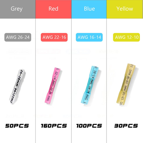 340pcs Heat Shrink Butt Connector, Waterproof Crimp Electrical Wire Connector for Automotive, Decoration Wiring