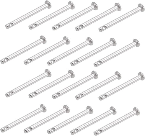 uxcell 20Pcs Single Hole Clevis Pins - 3mm x 30mm Flat Head 304 Stainless Steel Link Hinge Pin