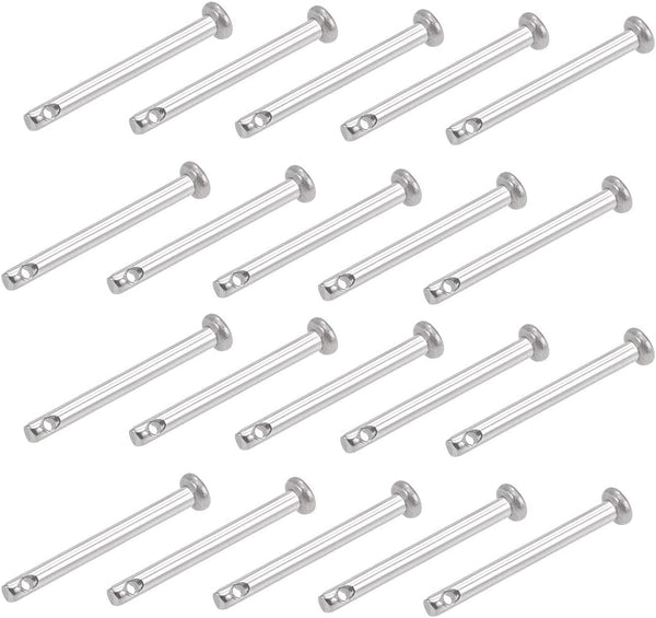 uxcell 20Pcs Single Hole Clevis Pins - 3mm x 30mm Flat Head 304 Stainless Steel Link Hinge Pin