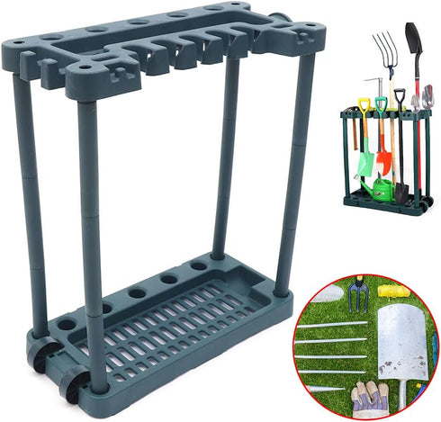 MooneHived 40 Garden Tool Organizer, Rolling Storage Rack Tower Yard Tool Organizer Cart Heavy Duty Garden Tool