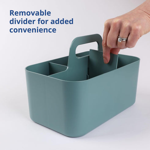 BLUE GINKGO Multipurpose Caddy Organizer, Stackable Plastic Caddy with Handle for Desk, Makeup, Dorm, Classroom (Green)