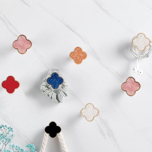 6 pcs Pink Clover Knobs, Four-Leaf Clover Handles for Cabinet, Dresser, Drawer Pulls, Door Knobs