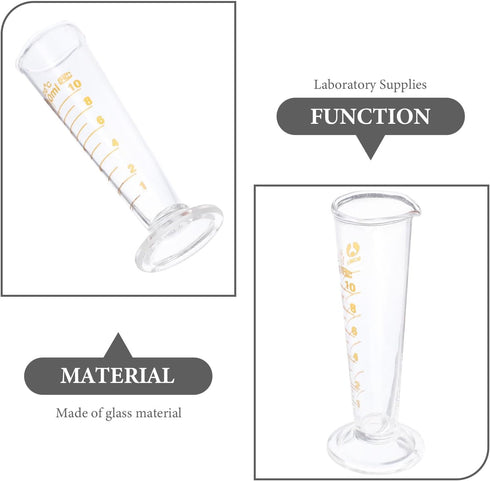 ULTECHNOVO Glass Conical Beaker with Spout, Wide Mouth 10ml Graduated Measuring Cup, Mini Glass Scale for Lab Kitchen