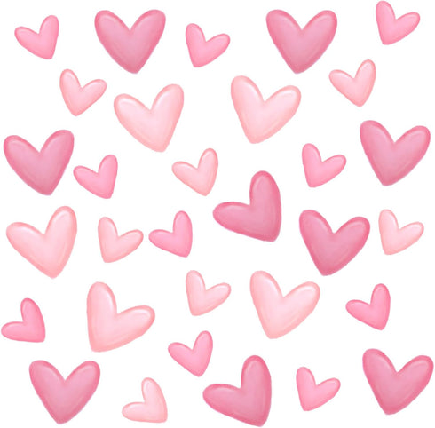 LXUEJIE 120 Pieces Heart Wall Decals, Pink Heart Shape Wall Stickers, PVC Removable Pink Walls Stickers for Girls