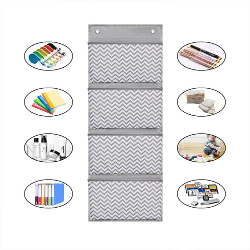 Eamay Wall Mount/Over Door File Hanging Storage Organizer, 4 Large Document Holder for Home or Office