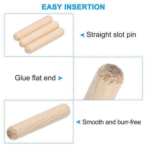 PATIKIL 1/4 Wooden Dowel Pins, 200 Pcs M6x30mm Hardwood Pegs for Crafts, Furniture, and Door Art