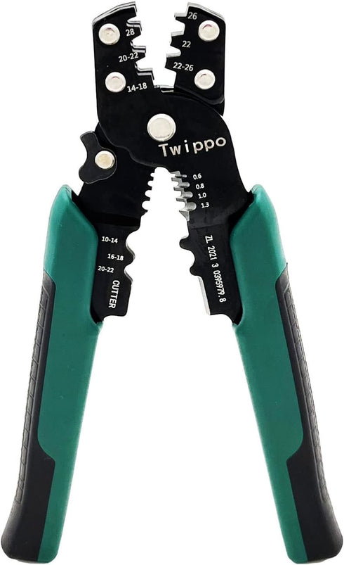 Wire Crimper Tool with Stripper Cutter, Crimping Tool for Open Barrel Terminals and Heat Shrink Connectors, 26-10 AWG