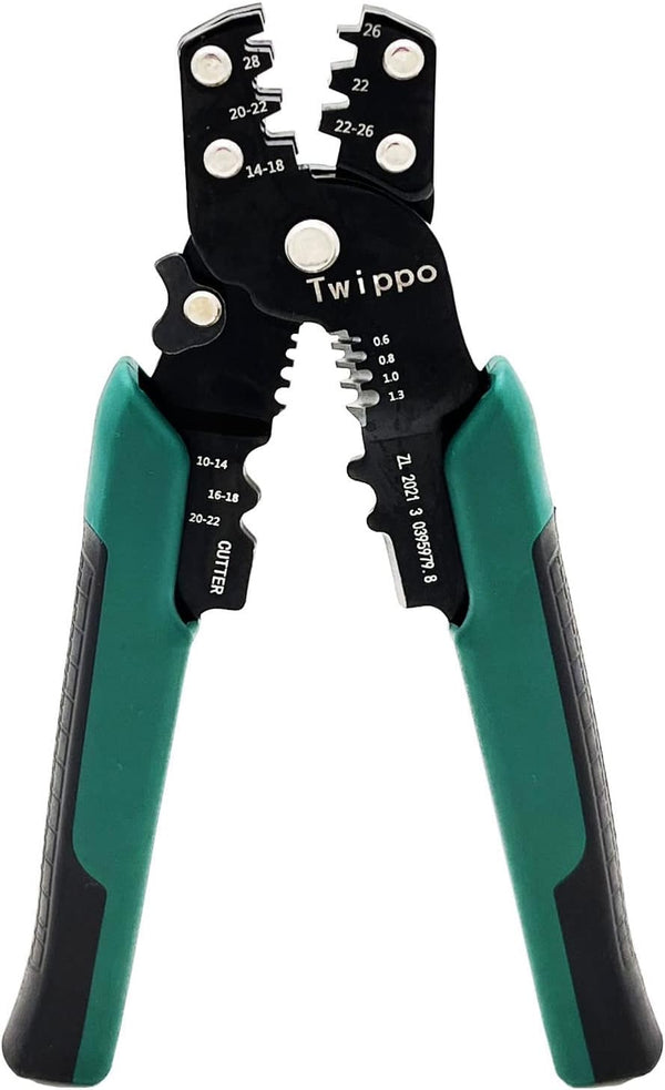 Wire Crimper Tool with Stripper Cutter, Crimping Tool for Open Barrel Terminals and Heat Shrink Connectors, 26-10 AWG