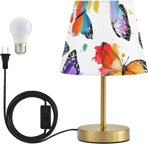 ALAZA Table Lamp for Bedroom Nightstand Watercolor Butterfly Pattern Bedside Lamp with
