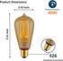 12-Pack Bulb 40W ST64 2200K E26 Dimmable Edison Light - Vintage Squirrel Cage Filament Amber Glass Incandescent Lamps