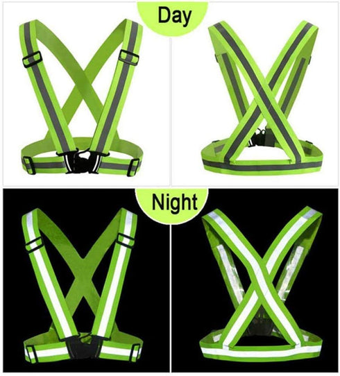 Reflective Vest Running Gear, High Visibility Elastic Adjustable Motorcycle Walking Reflective Vest for Men and Women