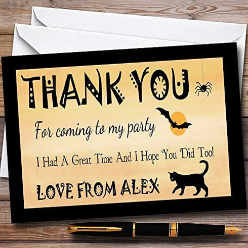 The Card Zoo Scary Black Cat Personalized Halloween Personalized Halloween Party Thank You Cards
