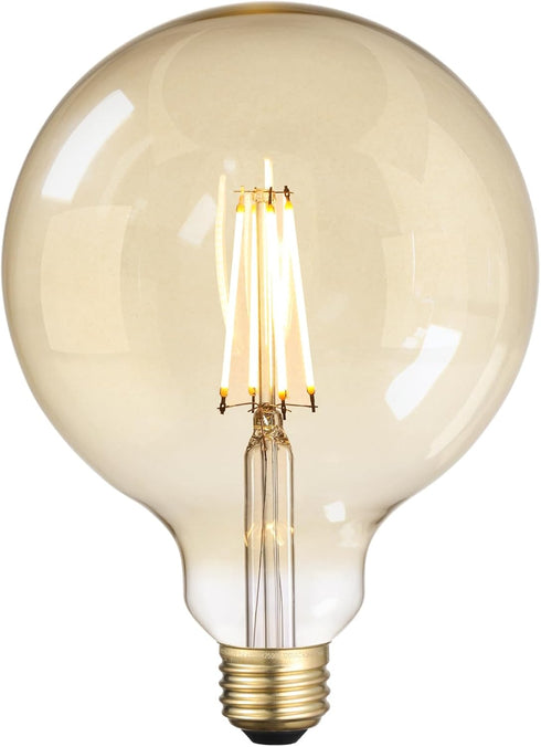 Artist Series G125 LED Globe Light Bulbs, 9W, 100W Equivalent, Amber, E26 Base, Vintage Filament, 2500K Warm White