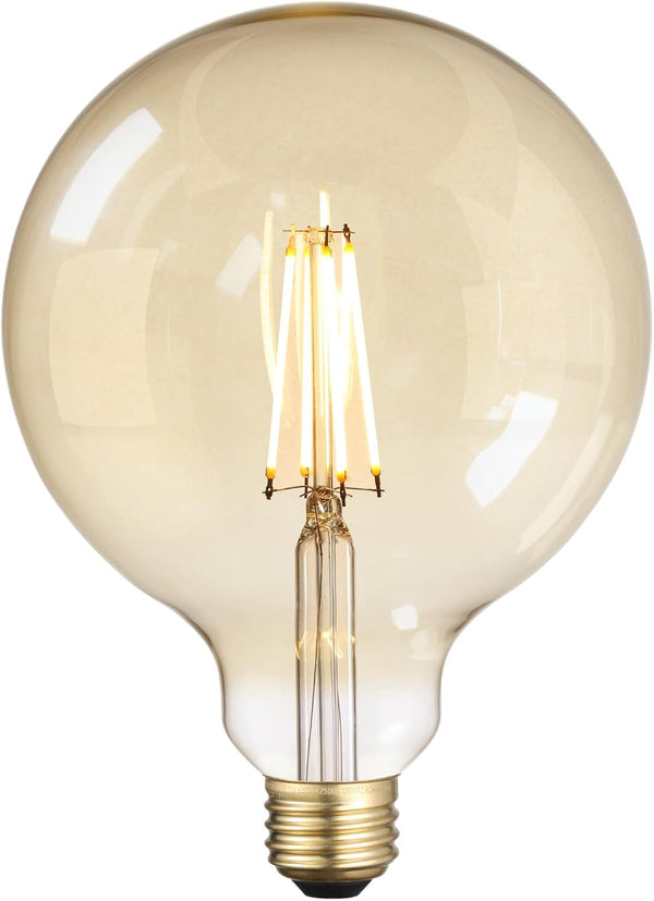 Artist Series G125 LED Globe Light Bulbs, 9W, 100W Equivalent, Amber, E26 Base, Vintage Filament, 2500K Warm White