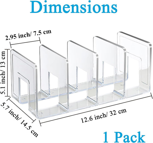 SAYEEC Acrylic File Sorter, Clear File Holder Acrylic Desk Organizer, Sturdy Desktop File Organizer File Folder Holder Rack for Envelopes Mail Letter Paper Notebook Electronics (4 Sections, 1 Pack)
