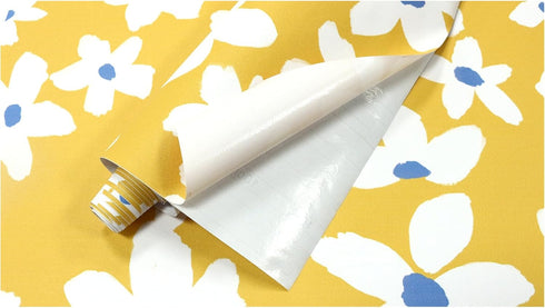 HAOKHOME 93391-1 Yellow Peel and Stick Wallpaper, Floral Removable Wall Paper for Bedroom Bathroom, 17.7in x 9.8ft