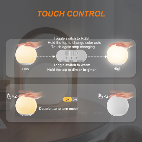 SHIXING Dimmable,Warm Light,7 0.5/1hour Night Light for Kids, USB Rechargeable LED Night Lights Table Lamp