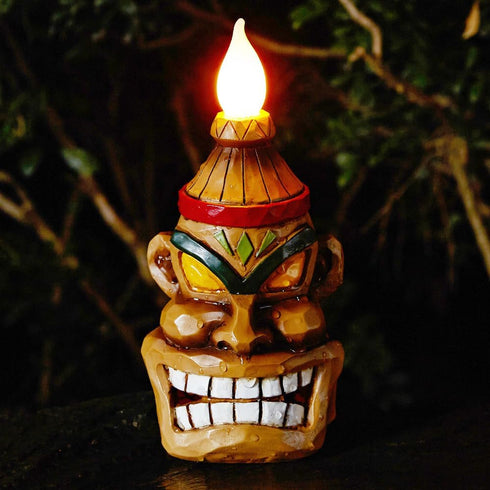 Outdoor Solar Tiki Statue Decor, Tiki Bar Decoration for Garden, Patio, Lawn, Backyard Gift