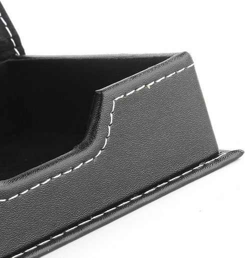 luzen Square PU Leather Self-Stick Note Pad Holder Box, Desktop Sticky Notes Box for Home Office, Black