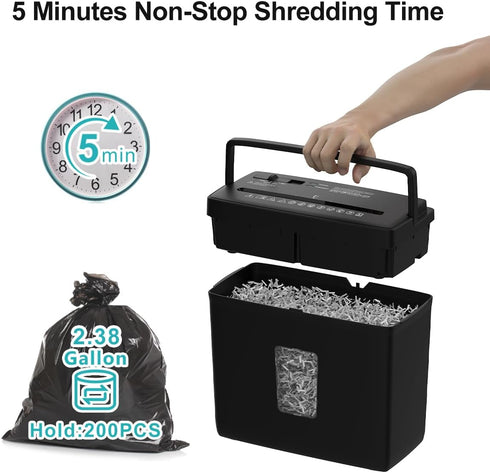 woolsche Home,5 2.38-Gallon Shredder,P-4 4-Mode Paper Shredder for Sheet Desktop Cross Cut with Basket Security Level
