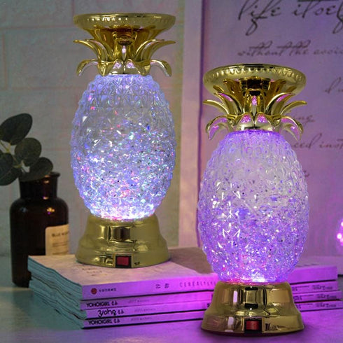 YAKii 9.5" Pineapple LED Color Changing Candle Holder, Swirling Water Waves Lamp, Kid Safe Battery/USB Operated