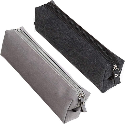 Enyuwlcm Stylish Simple Waterproof Pencil Bag, Small Square Fabric Pencil Case Black and Gray 2 Pack