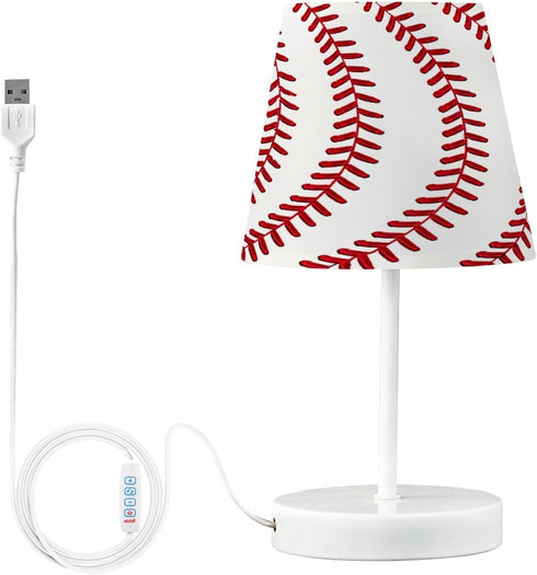 YETTASBIN Baseball Bedside Table Lamp, Portable LED Desk Light USB Adjustable Brightness Nightstand