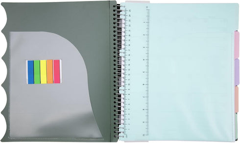 Mintra Office Durable PREMIUM Spiral Notebook, Green Olive, 5 Subject (8.5in x 11in)