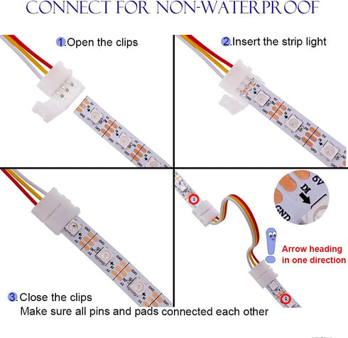 3 Pin LED Strip Connector Kit, Include LED Corner Connector, Unwired Gapless and T Shape Connector,Strip to Strip and Strip to Controller Jumper for 10mm 3Pin WS2811 WS2812 LED Strip by FSJEE