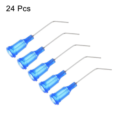 24pcs Blunt Tip Dispensing Needle, 22 Gauge 1 Inch Screw Interface, Bent Flow Design with Luer Lock for Adhesive Glue
