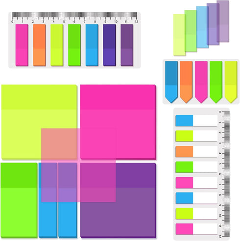 BAYTORY 700 Sheets Transparent Sticky Notes, Clear Bright Waterproof 3 x 3 inch Memo Pad for Annotating Books