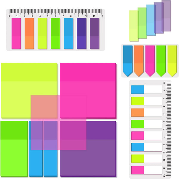 BAYTORY 700 Sheets Transparent Sticky Notes, Clear Bright Waterproof 3 x 3 inch Memo Pad for Annotating Books