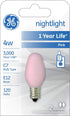 26222 4-Watt 14-Lumen C7 Bulb, 2-Pack GE Lighting Night Light Pink