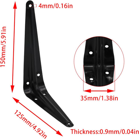 Mormchlots 24Pcs 6 5 Inch x Black Shelf Brackets, Heavy-Duty Metal Steel Corner L Brackets for Shelves Shelf