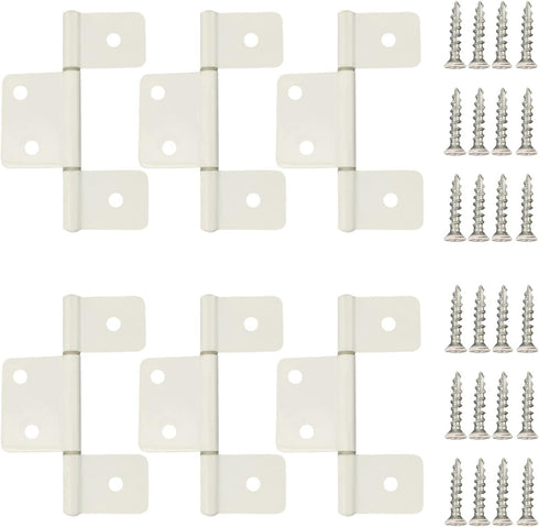 6 Pack White Non-Mortised Hinge for Mobile Home & RV Interior with Screws